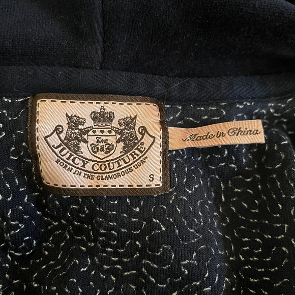 Vintage Juicy Couture Velour Track Zipper Jacket Sequins Blue Small y2k 2000s - Picture 3 of 4